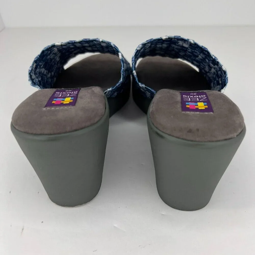 Zee Alexis Womens Blue Woven Elastic Tie Dye Slip-On Size 40 Wedge Sandals